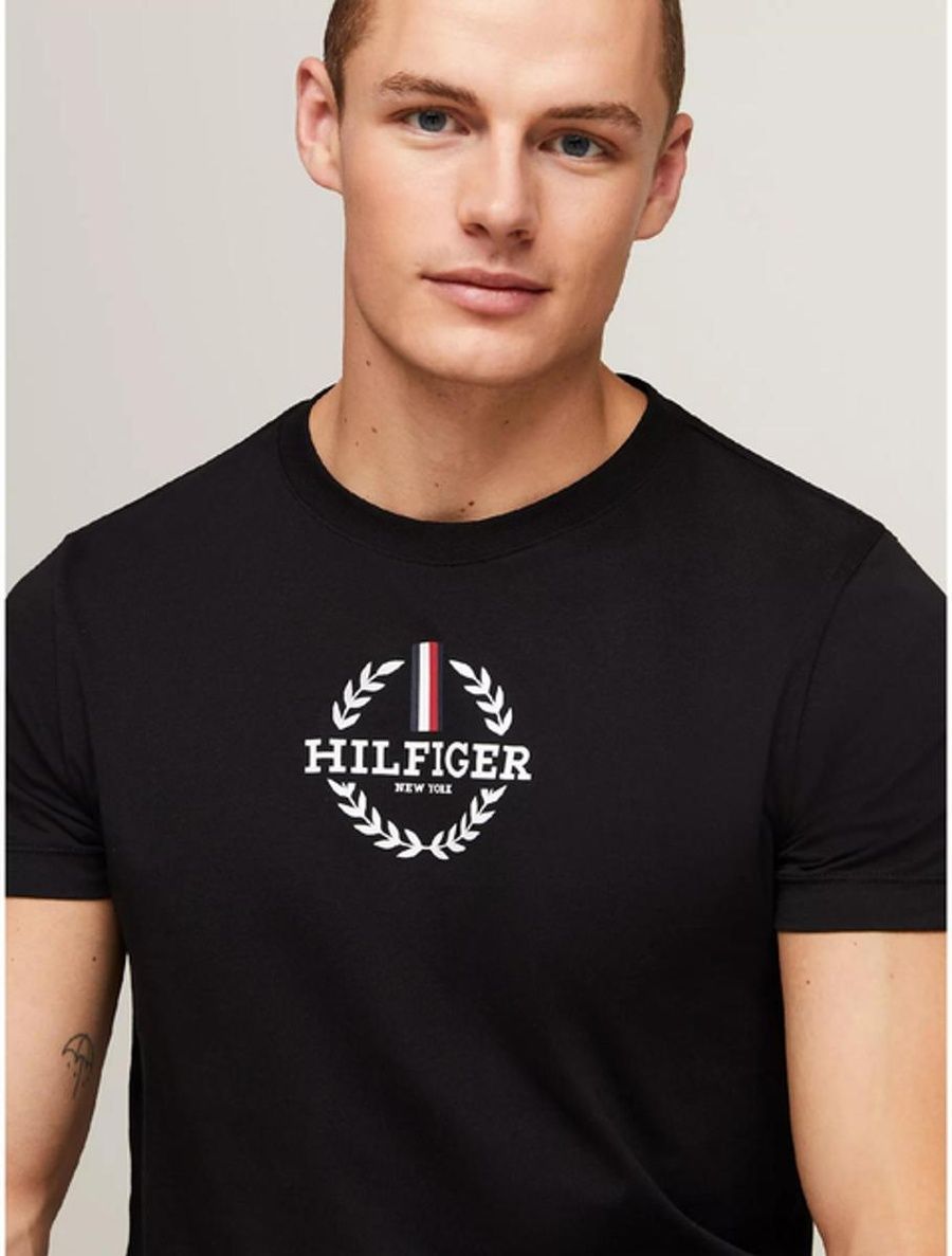 Футболка чоловіча Tommy Hilfiger Slim Fit Monotype Laurel Logo XL Black (MW34388) 2951511 фото